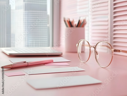 Photo, Pink Desk Setup, Lap...