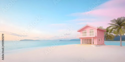 3D Illustration Pink Beach ...