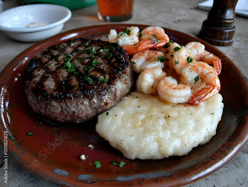 Photo Grilled Steak, Shrimp...