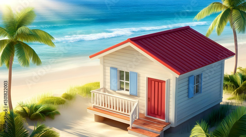 3D Illustration Tropical Be...