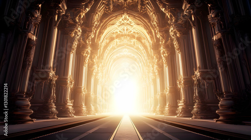 3D Illustration Golden Hall...