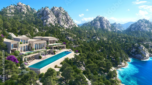 3D Illustration Luxury Vill...