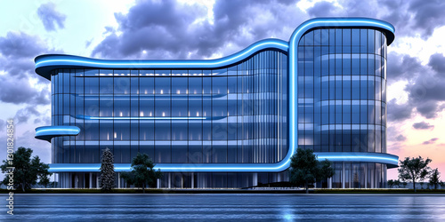 3D Illustration Modern Offi...