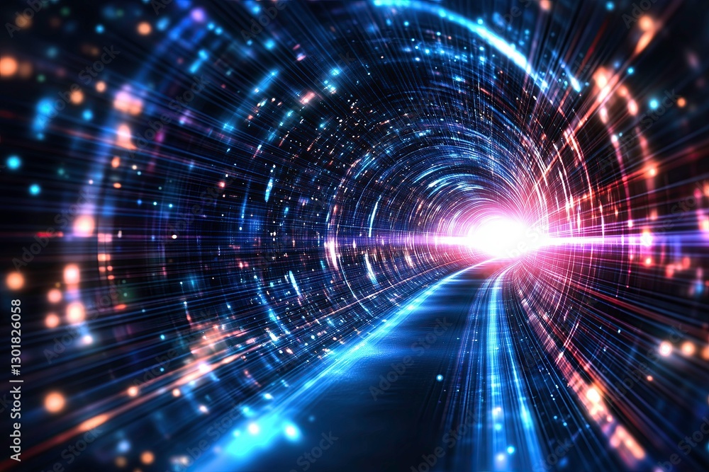Glowing Light Tunnel – Ideal for Technology, Data, and Cyber Concepts Glowing Light Tunnel – Ideal for Technology, Data, and Cyber Concepts