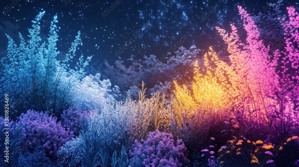 Fototapeta premium Enchanted Night Garden: A Dreamlike Nightscape