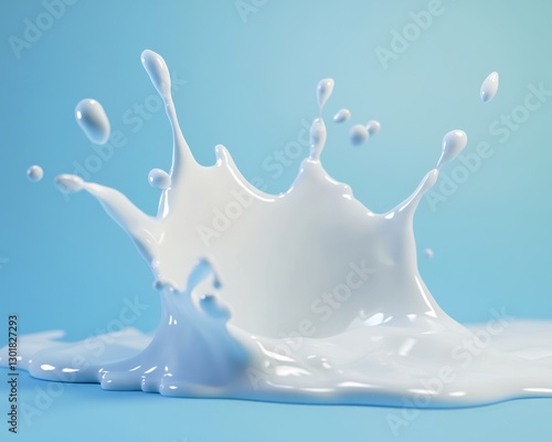 Obraz na płótnie Splash of White Liquid Against Soft Blue Background, Capturing Dynamic Motion and Energy in Fluid Form w salonie