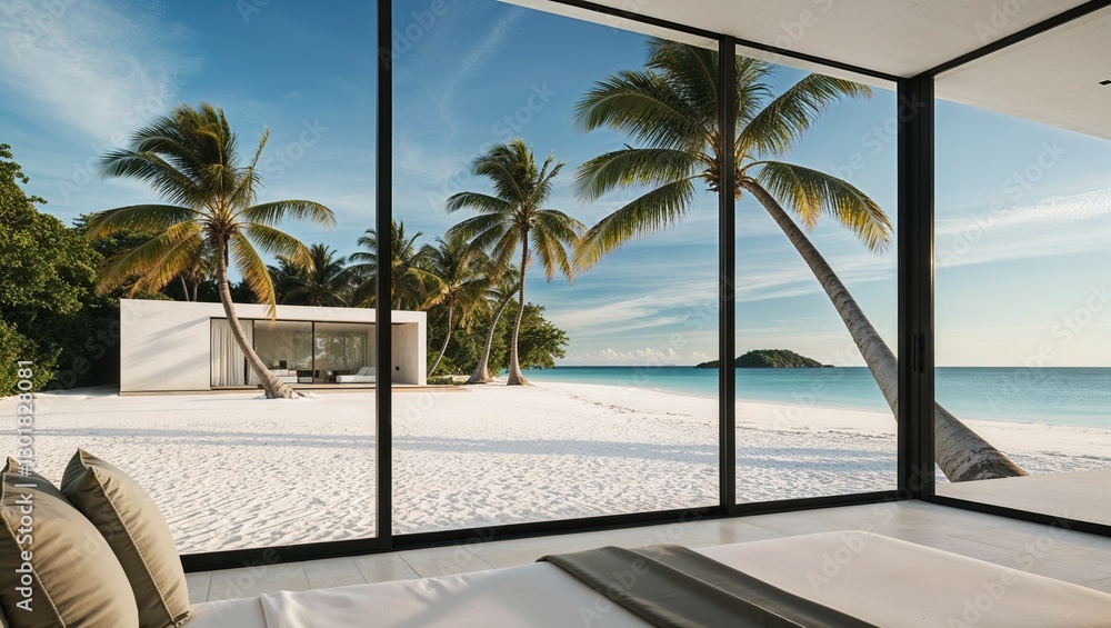 Fototapeta premium Aussicht aus Bungalows direkt am Strand