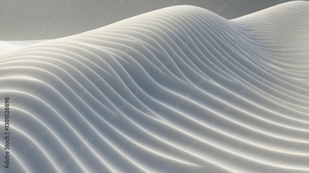 Obraz premium 3D Abstract Background White Wavy Surface Illustration
