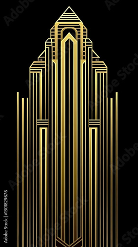Illustration Art Deco Golde...