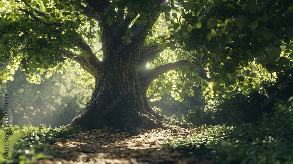 Fototapeta premium Tranquil Nature Therapy with Majestic Beech Tree in Summer | Adobe Stock