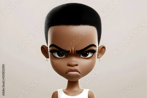3D Illustration, Grumpy Chi...
