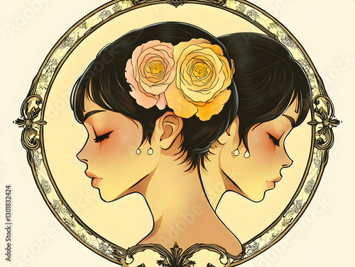 Illustration - Twin Girls w...
