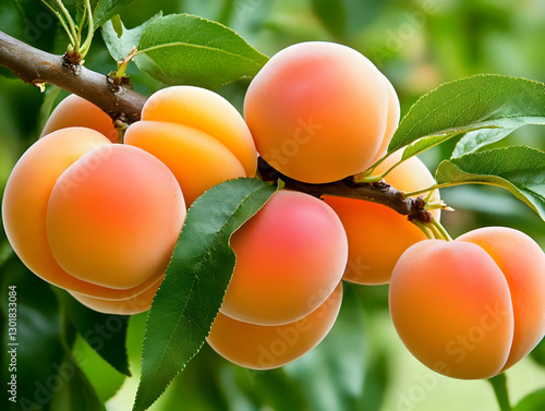 Photo Ripe Apricots Branch ...