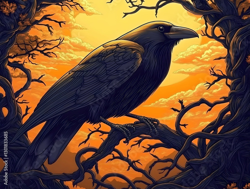 Illustration- Raven at Suns...