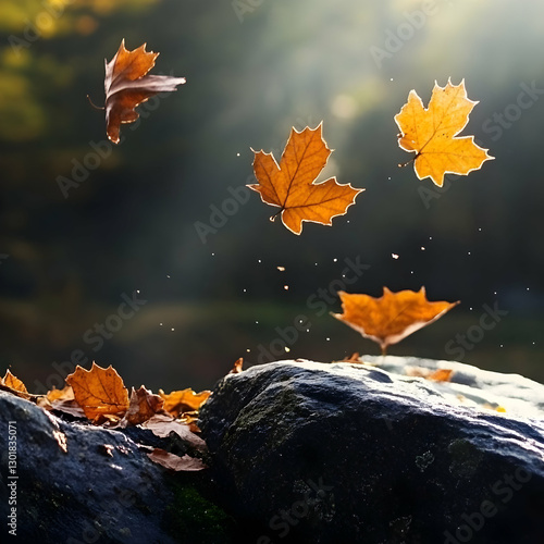Falling Autumn Leaves Illus...