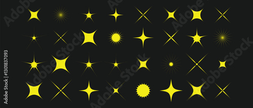 collection of Twinkle stars icon. Sparkle star, Shine and twinkle star Isolated on white background. vector illustration.