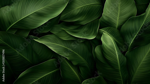 Dark Green Lush Leaf Backgr...