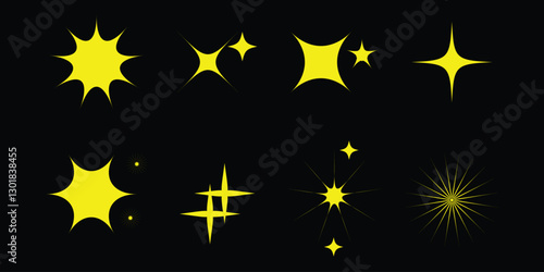 collection of Twinkle stars icon. Sparkle star, Shine and twinkle star Isolated on white background. vector illustration.
