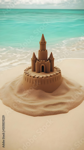 3D Illustration Sandcastle,...