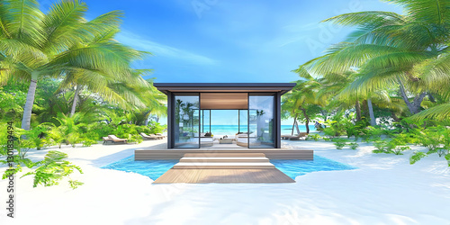 3D Illustration Tropical Be...
