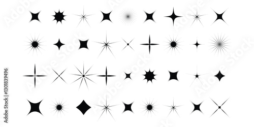 collection of Twinkle stars icon. Sparkle star, Shine and twinkle star Isolated on white background. vector illustration.