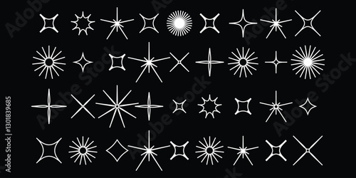 collection of Twinkle stars icon. Sparkle star, Shine and twinkle star Isolated on white background. vector illustration.