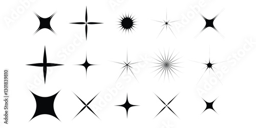 collection of Twinkle stars icon. Sparkle star, Shine and twinkle star Isolated on white background. vector illustration.