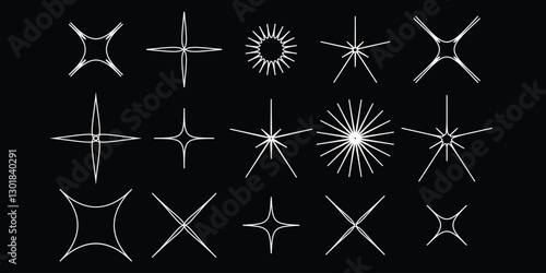collection of Twinkle stars icon. Sparkle star, Shine and twinkle star Isolated on white background. vector illustration.