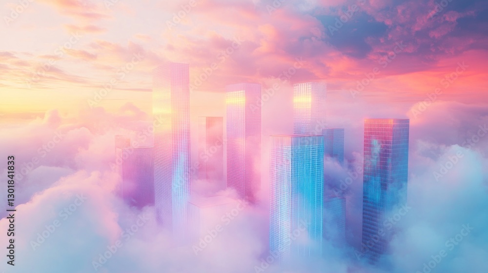Fototapeta premium City in the Clouds: A Dreamlike Metropolis above the Mist