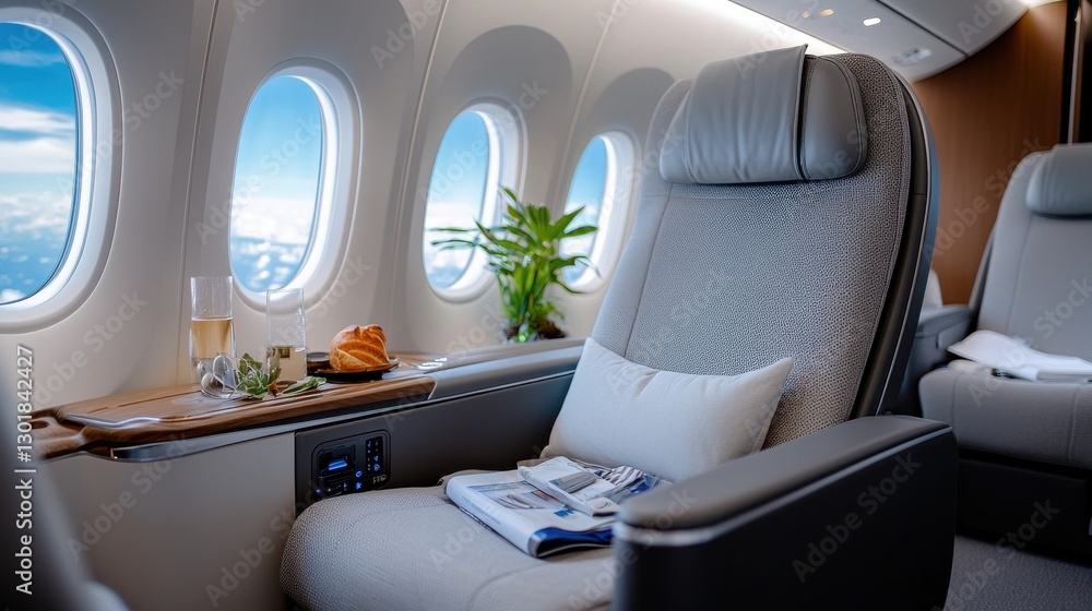 Fototapeta premium Luxury Airline Cabin Interior with Scenic View