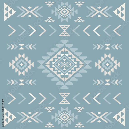 Southwest Aztec geometric Native American Mexican Navajo tribal ethnic boho indian texture ornament seamless pattern fabric colorful design vector for woven textile printing blanket rug carpet fashion