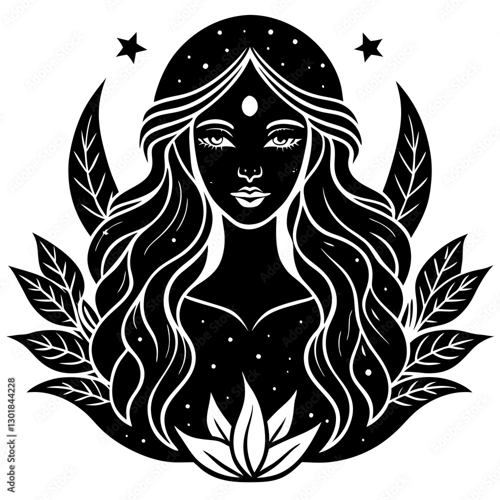 Black and white illustration of Virgo zodiac sign, vector Black and white illustration of Virgo zodiac sign, vector