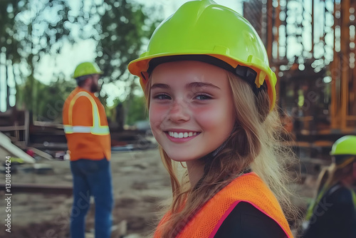 Smiling Girl Construction W...