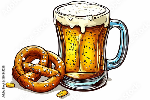 Illustration Beer Mug Pretz...