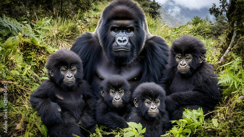 Photo Majestic Gorilla Fami...