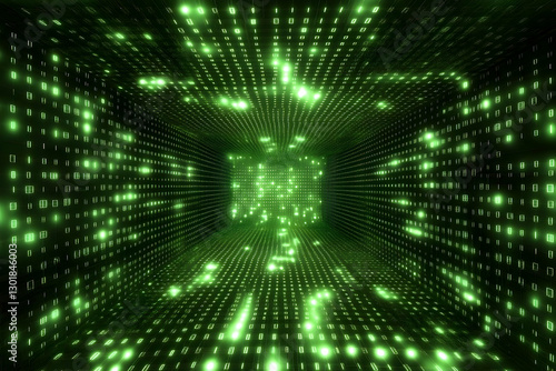 3D Illustration Green Binar...
