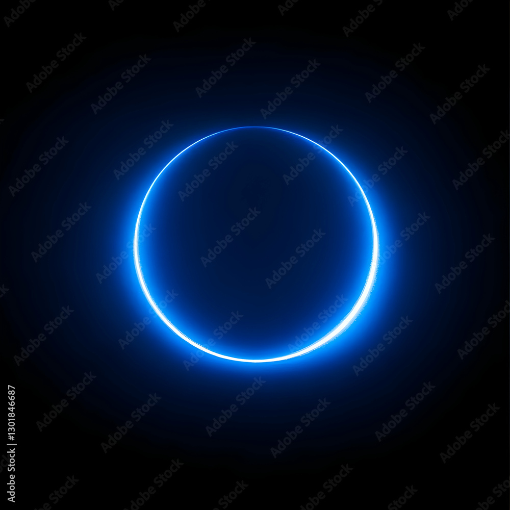Abstract Background Illustration - Blue Light Circle on Black Abstract Background Illustration - Blue Light Circle on Black