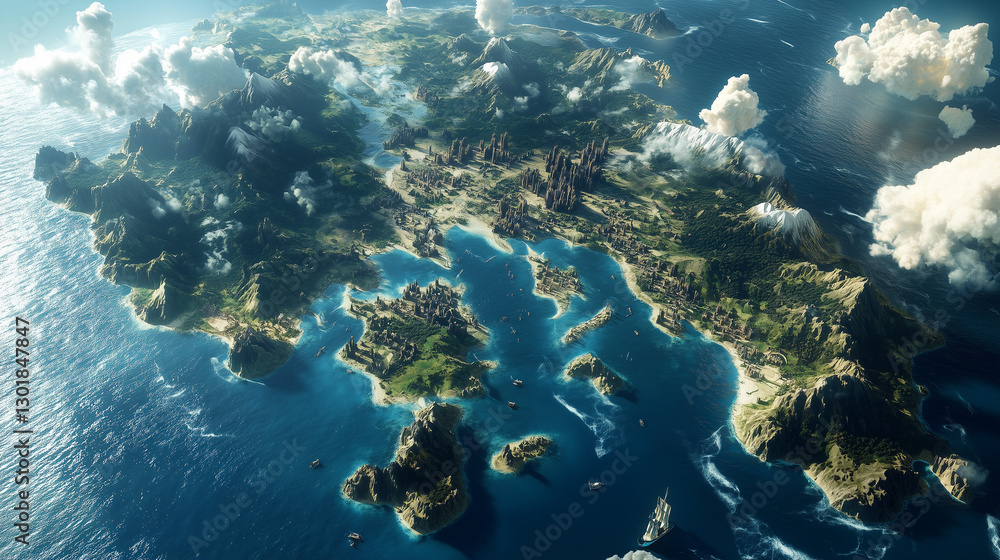 Fototapeta premium mmersive Aerial Archipelago Map