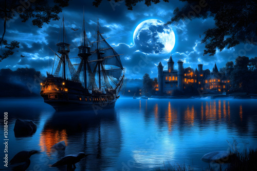 Illustration - Night, Moon,...