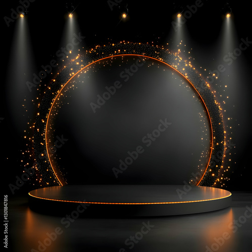 3D Render Black Podium Stag...