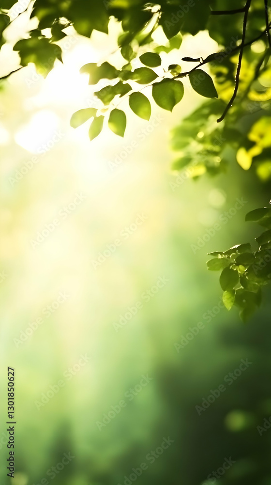 Obraz premium Photo Background - Green Leaves Sunlight Nature Spring Summer Forest Trees Light