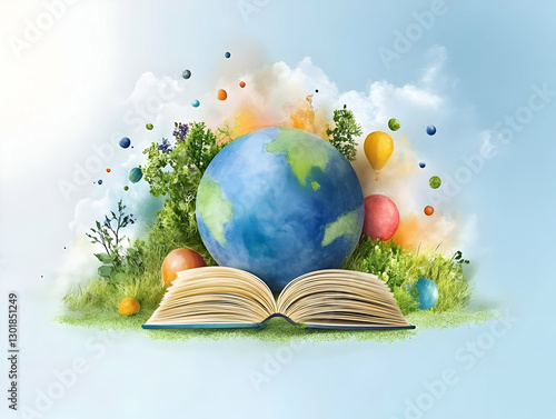 Illustration - Earth, Book,...