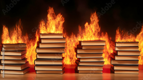 3D Illustration Burning Boo...