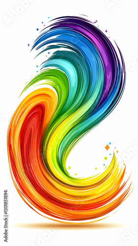 Vibrant Rainbow Swirl Abstr...
