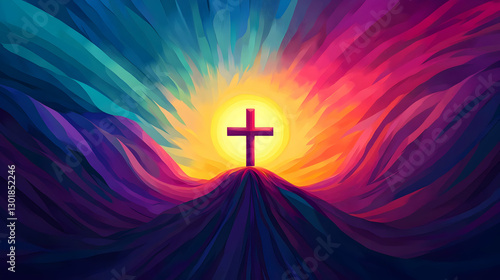 Illustration of Cross on Hi...
