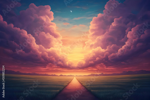 Sunset Field Path Digital I...