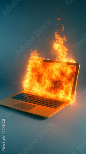 3D Illustration - Laptop on...