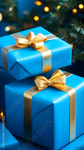 Photo Festive Blue Gift Box...