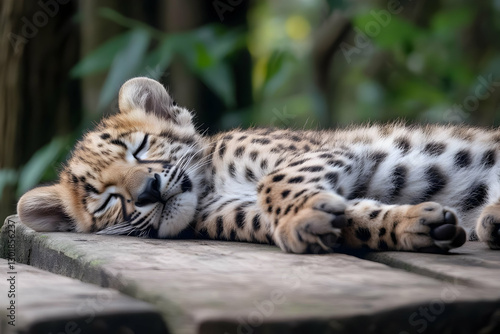 Photo Sleeping Leopard Cub,...