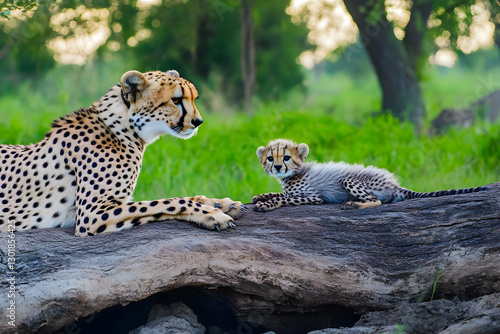 Photo Cheetah and Cub Wildl...